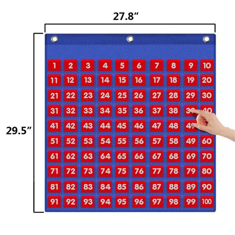Buy Eamay 100 Hundred Pocket Chart, Math 1-100 Number Classroom Wall ...