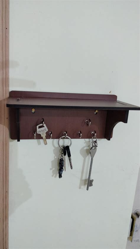 Sehaz Artworks LongShelf-Brown-KeyHolder Wooden Key Holder (7 Hooks ...