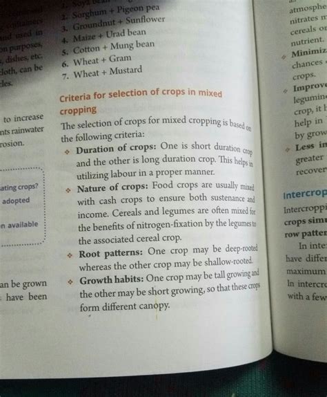 Write the criteria for selection of the crop for cropping pattern ...