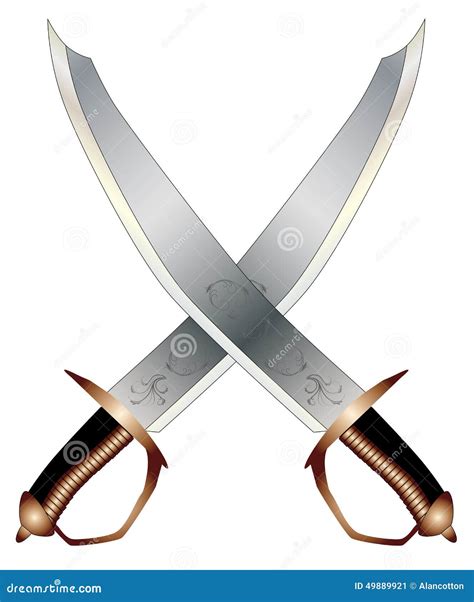 Crossed Cutlasses Blue Outline Stock Photography | CartoonDealer.com ...