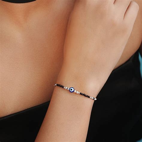 Protective Charm Rhodium Plated 925 Sterling Silver Evil Eye Bracelet ...