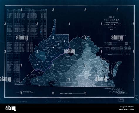 Civil War Maps 1021 Map of Virginia showing the distribution of its slave population from the ...