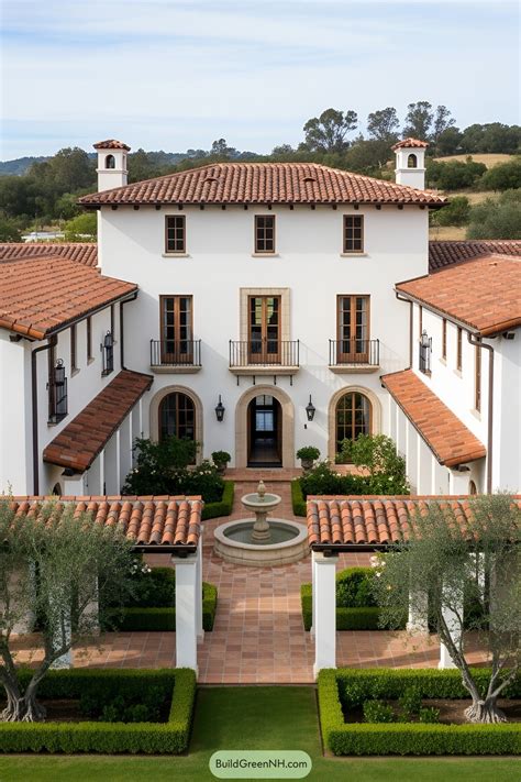 Traditional Spanish ranch house with terra-cotta roof and central ...