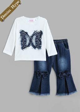 Shop Online 2-Pc Applique Blouse & Denim Jeans at ₹733