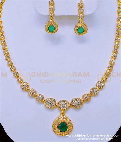 Buy Elegant First Quality American Diamond Party Wear Necklace Set ...