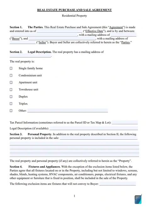 Free Real Estate Purchase Agreement Form (Sales Contract)
