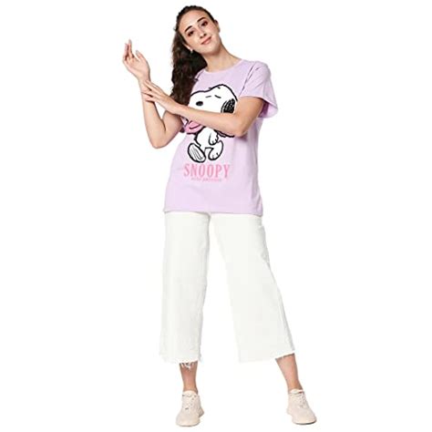 Buy Bewakoof Women's Snoopy Graphic Printed 100% Cotton T-Shirt ...