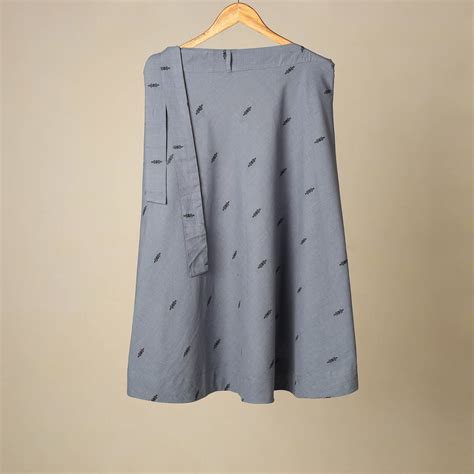 Grey Jacquard Weave Cotton Wrap Around Skirt