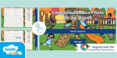 Linguistic Phonics Phase 3b 'ay' Interactive Word Search