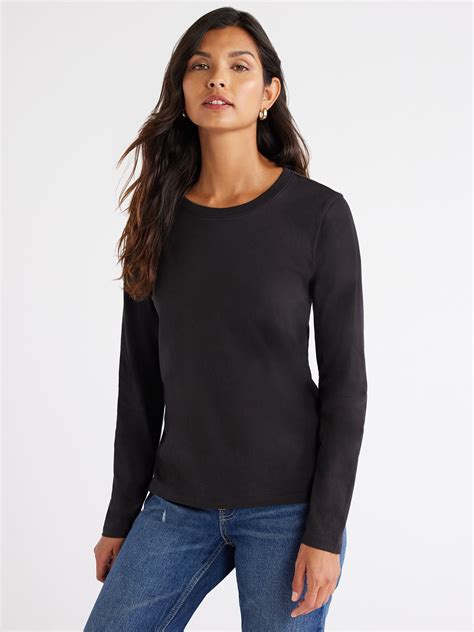 Assembly women's Crewneck T-Shirt - Long Sleeve Cotton Tee - Walmart.com
