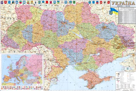 Large detailed political and administrative map of Ukraine with all roads, highways, cities ...