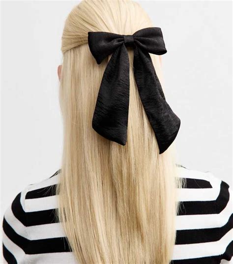 Black Satin Bow Hair Slide | New Look