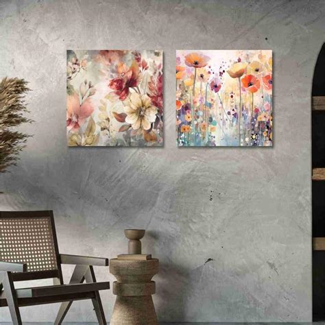 SAF paintings Wooden Framed Canvas Painting |Set Of 2 Abstract Floral ...