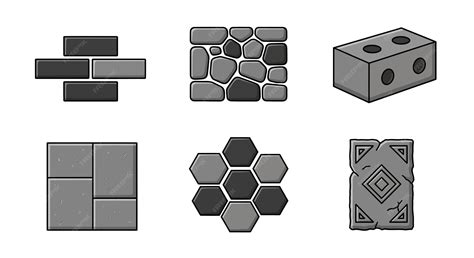 Cartoon style construction material tiles and blocks collection ...