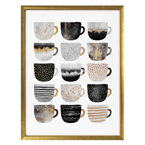 Poster Fredriksson - Black & Gold Coffee Cups | wall-art.com