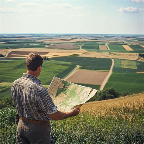 A farmer using a soil map to plan crop rotations and optimize soil health | Premium AI-generated ...