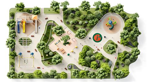 Detailed Layout of a Modern Playground with Diverse Play Equipment and Safety Zones | Premium AI ...