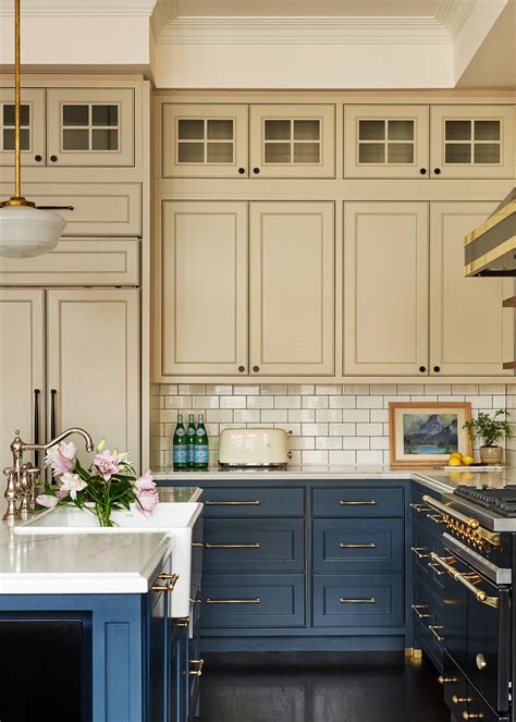 Tan Navy Blue Kitchen Cabinets