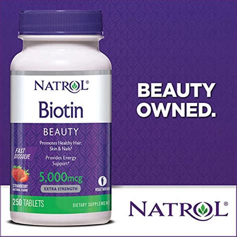 Buy Natrol Biotin 5000 mcg Fast Dissolve Tablets, Strawberry, 250-Count ...