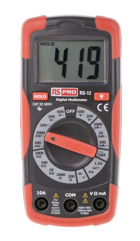 RS PRO | RS PRO RS12 Handheld Digital Multimeter, 10A dc Max, 600V ac ...