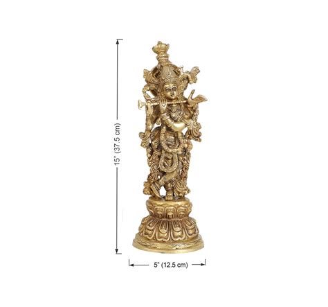 Brass 15 Inches Lord Krishna Statue, Brass Krishna Idol, Krishna Statu ...