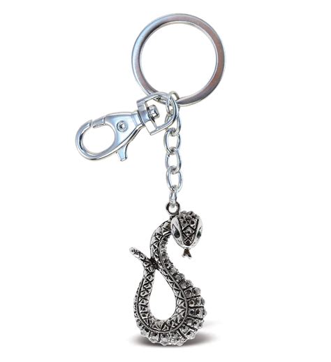 Aqua79 Sparkling Snake Charm - 3D Silver Rhinestone Keychain with Clasp ...