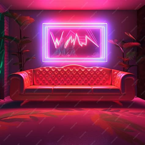 Premium AI Image | modern living room light neon color palette