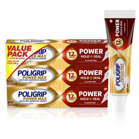 Poligrip Power Hold + Seal Denture Adhesive Cream (2.2 oz) Delivery or ...