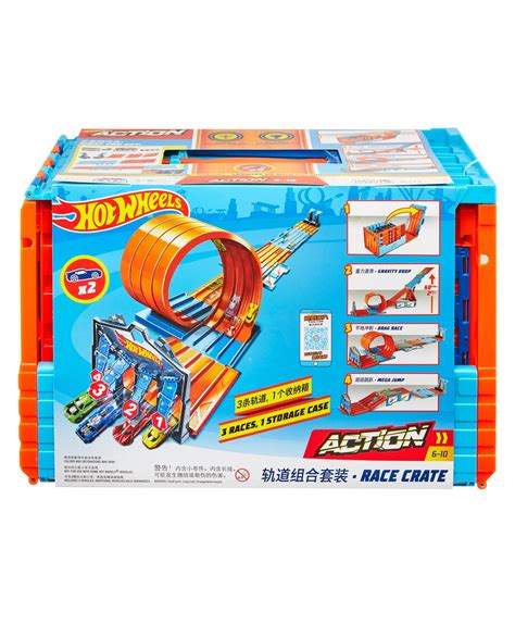 Hot-Wheels Race Crate with 3 Stunts in 1 Set Portable Storage - Multic ...