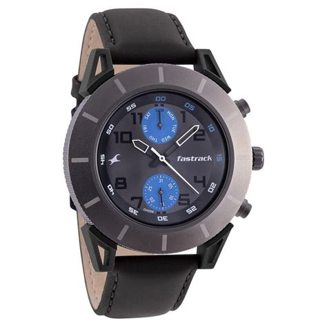 Buy Online Fastrack Modular Quartz Analog Anthracite Dial Leather Strap ...