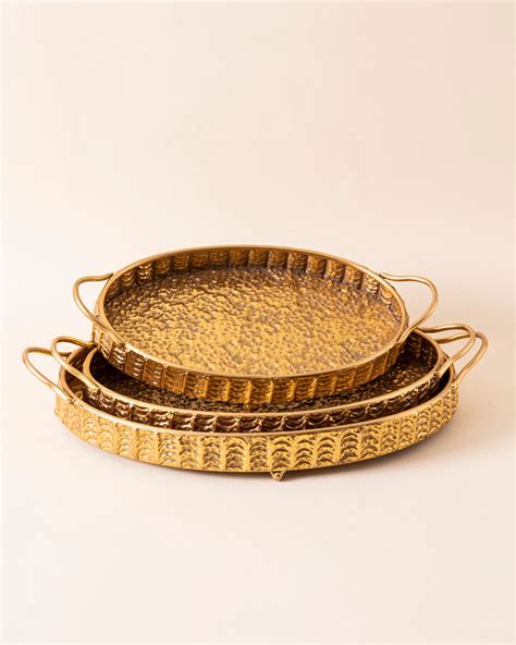 Gold Hammered Serving Tray - Small