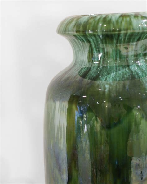 Scheurich Vintage Green Fat Lava Floor Vase For Sale at 1stDibs