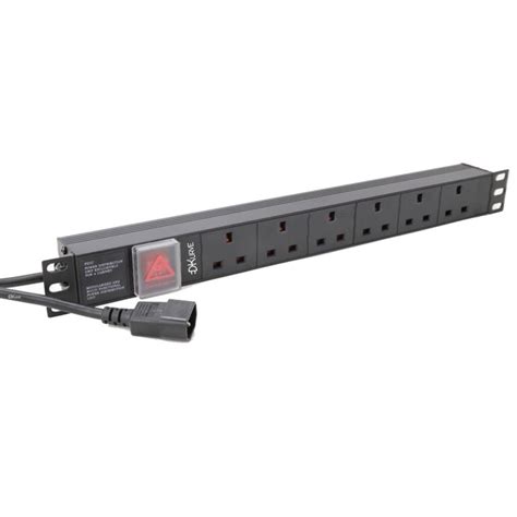 Buy 1U 6 Way 19 Inch PDU UK 13A Mains Sockets to IEC C14 Plug heavy ...