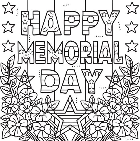 Happy Memorial Day Coloring Page for Kids 22463834 Vector Art at Vecteezy
