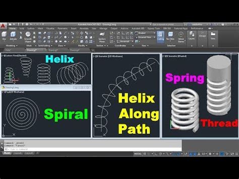 AutoCAD 3D Helix Command Tutorial Complete - Spiral Curve Command ...