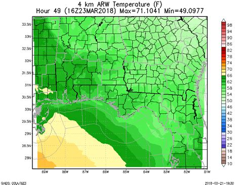 WRF ARW 4KM 2 Meter Temperature Loop