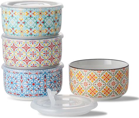Amazon.com: Signature Housewares Ceramic Bowl Set with Vented Lids ...