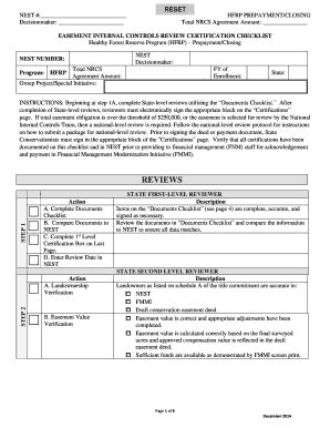 Fillable Online EASEMENT INTERNAL CONTROLS REVIEW CERTIFICATION ...