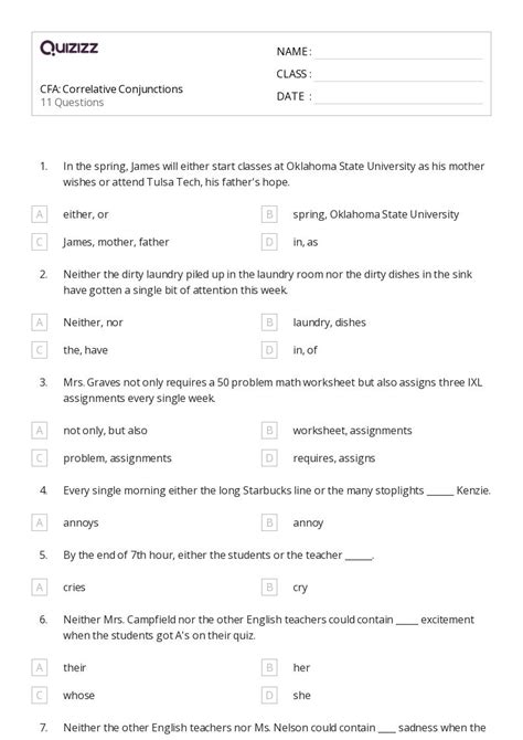 50+ Correlative Conjunctions worksheets for Kindergarten on Quizizz ...
