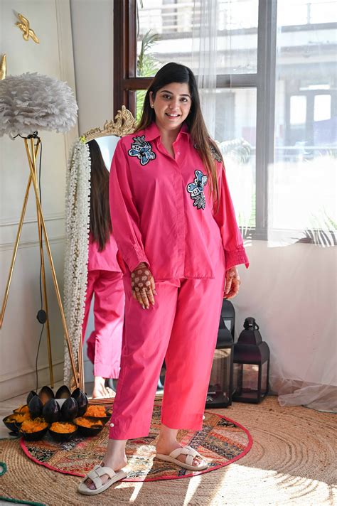 Pink Embroidred Patch Cord Set – LaGlits