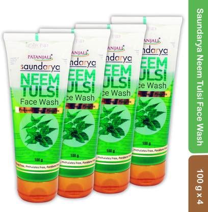 PATANJALI Saundarya Neem Tulsi for Acne, Pimple & Glowing Skin - 100g x ...