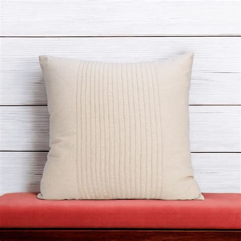 AMOUR - Solid Beige Linen Pillow cover with pin tucks, sizes available ...