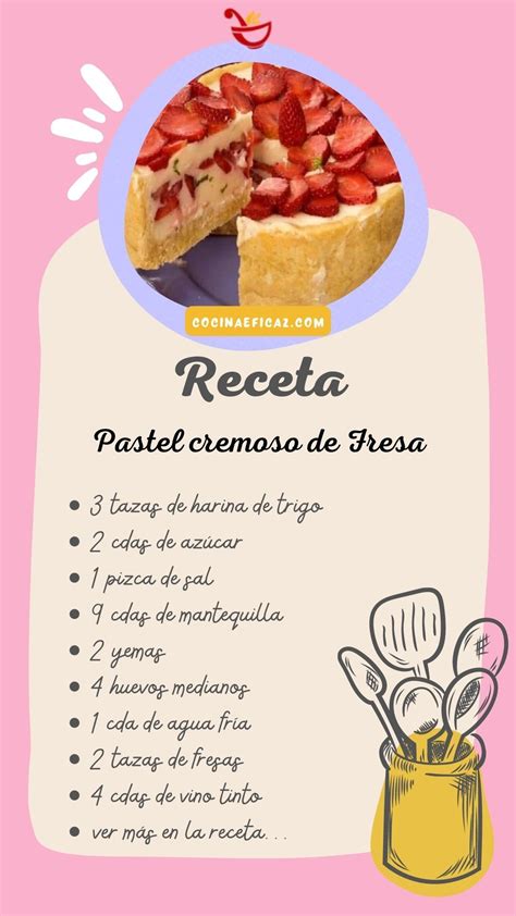 Receta Pastel cremoso de Fresa | Cocina Eficaz