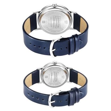 Buy Online Sonata Pairs Quartz Analog White Dial Black Leater Strap ...