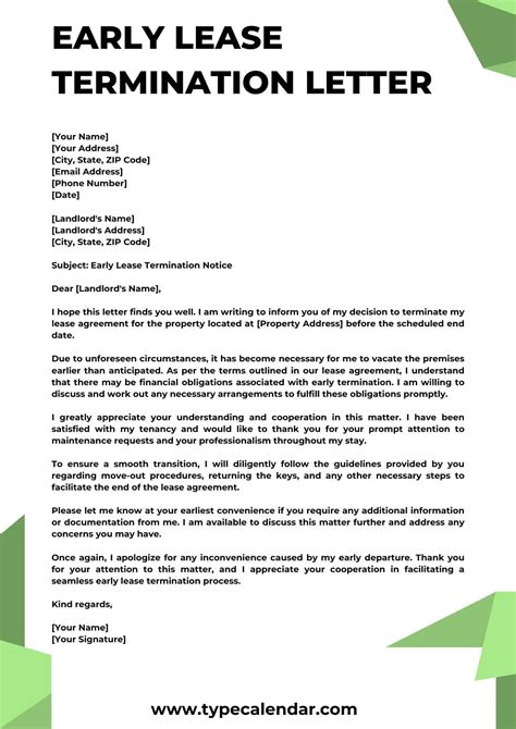 Free Printable Early Lease Termination Letter Templates [PDF, Word]