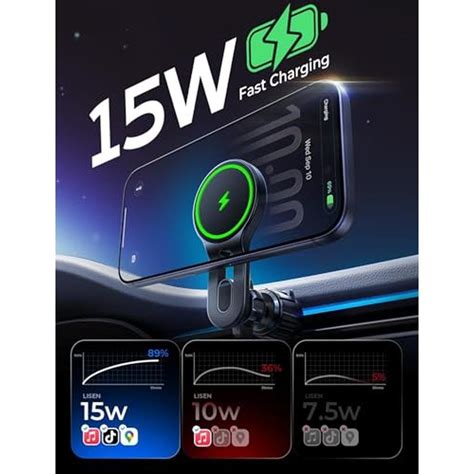 LISEN 15W MagSafe Car Mount Charger, [Stable & Fast Charging] Magnetic ...