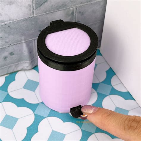 Miniature Real Trash Can in Pink | Miniature Cooking Shop – Real Mini World