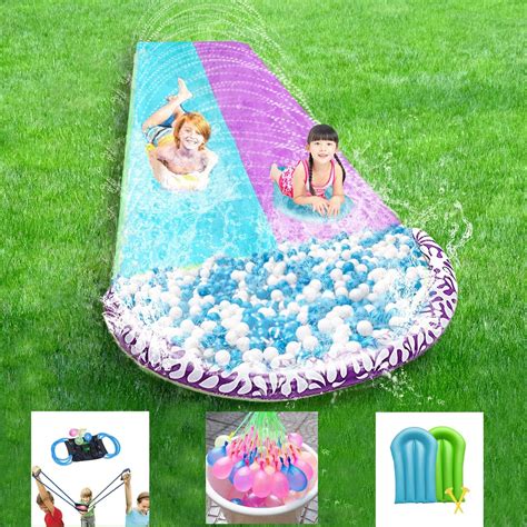 Buy Lawn Inflatable Water Slide for Adults - 16FT Double Slip and ...