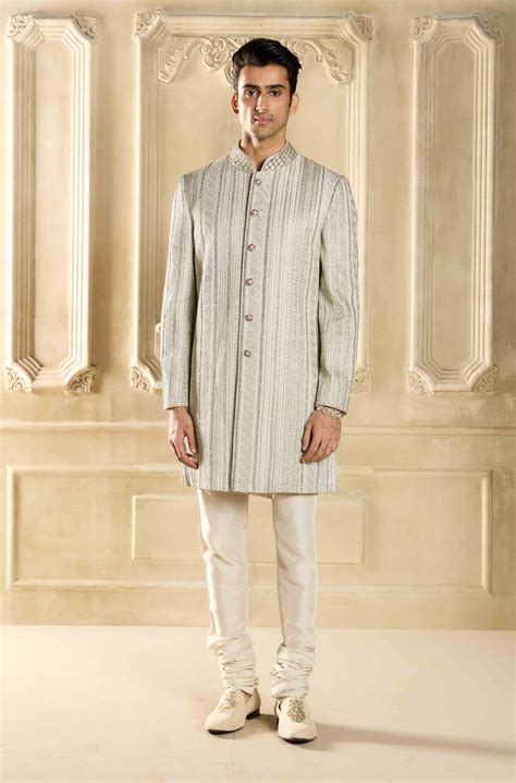 Silver Embroidered Silk Sherwani Set – Manish Malhotra
