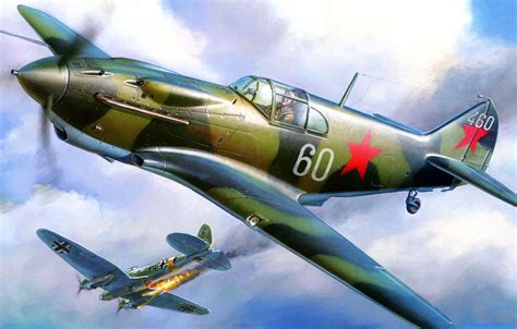 Wallpaper fire, war, fighter, bomber, Lavochkin-Gorbunov-Gudkov, LaGG-3 ...